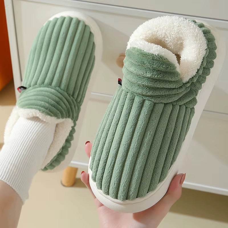 Soft Sole Slippers for Women Winter Fashion Women Fur Slippers Fuzzy Plush Men Slippers Warm Furry Women Cotton Shoes