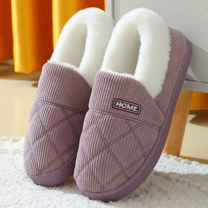 Soft Sole Slippers for Women Winter Fashion Women Fur Slippers Fuzzy Plush Men Slippers Warm Furry Women Cotton Shoes