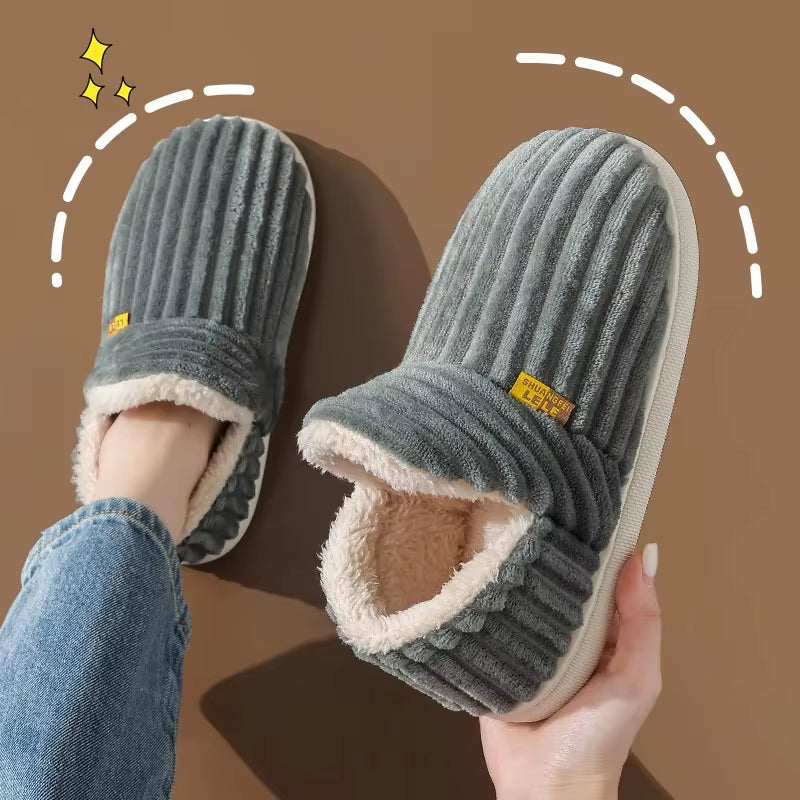 Soft Sole Slippers for Women Winter Fashion Women Fur Slippers Fuzzy Plush Men Slippers Warm Furry Women Cotton Shoes