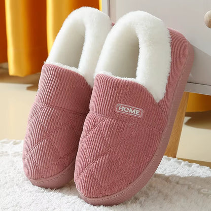 Soft Sole Slippers for Women Winter Fashion Women Fur Slippers Fuzzy Plush Men Slippers Warm Furry Women Cotton Shoes